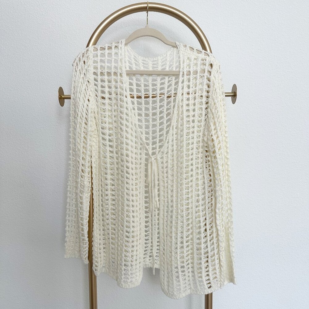 Crocheted Tie Front Jacket